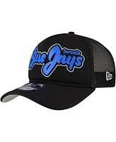 New Era Men's Black Toronto Blue Jays Retro Bold A-Frame Trucker 9FORTY Adjustable Hat