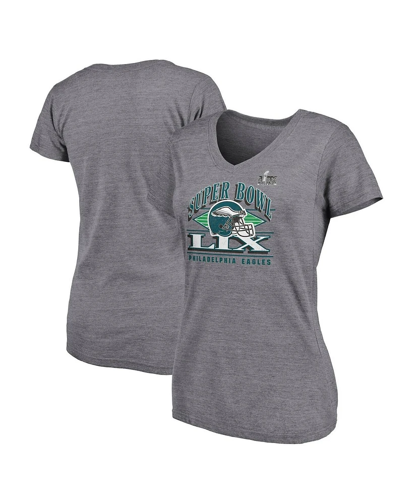 Fanatics Women's Heather Charcoal Philadelphia Eagles Super Bowl Lix Plus Our Pastime V-Neck T-Shirt