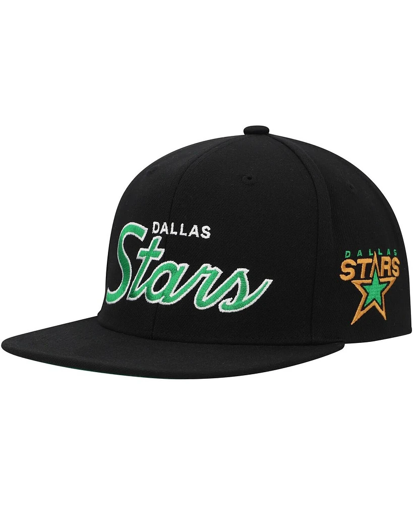 Mitchell & Ness Men's Black Dallas Stars Core Team Script 2.0 Snapback Hat