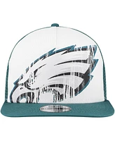 New Era Big Boys and Girls White/Green Philadelphia Eagles Distressed 9FIFTY A-Frame Snapback Hat