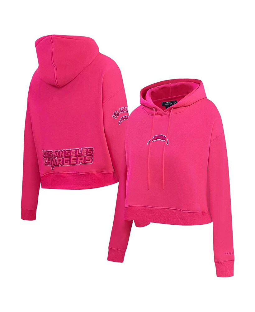 Pro Standard Women's Pink Los Angeles Chargers Triple Cropped Fleece Pullover Hoodie