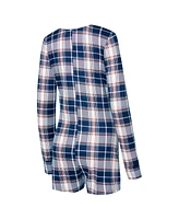 Concepts Sport Women's Navy/Orange Houston Astros Ashford Plaid V-Neck Knit Romper