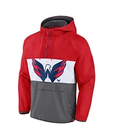 Fanatics Men's Red Washington Capitals Flagrant Foul Anorak Raglan Half-Zip Hoodie Jacket