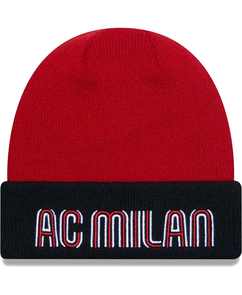 New Era Big Boys and Girls Red Ac Milan Wordmark Cuffed Knit Hat