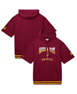 Mitchell & Ness Men's Maroon Arizona State Sun Devils Pre-Game Fleece Short Sleeve Pullover Hoodie