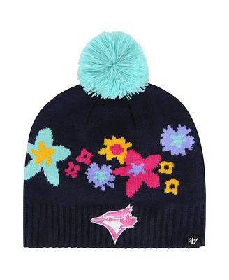 '47 Brand Big Girls Navy Toronto Blue Jays Buttercup with Pom Knit Beanie Hat