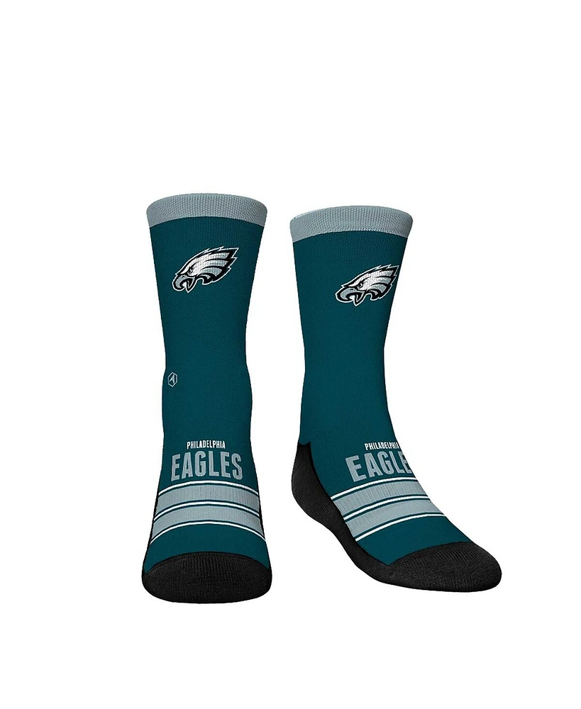 Rock 'Em Big Boys and Girls Green Philadelphia Eagles Gametime Stripe Crew Socks