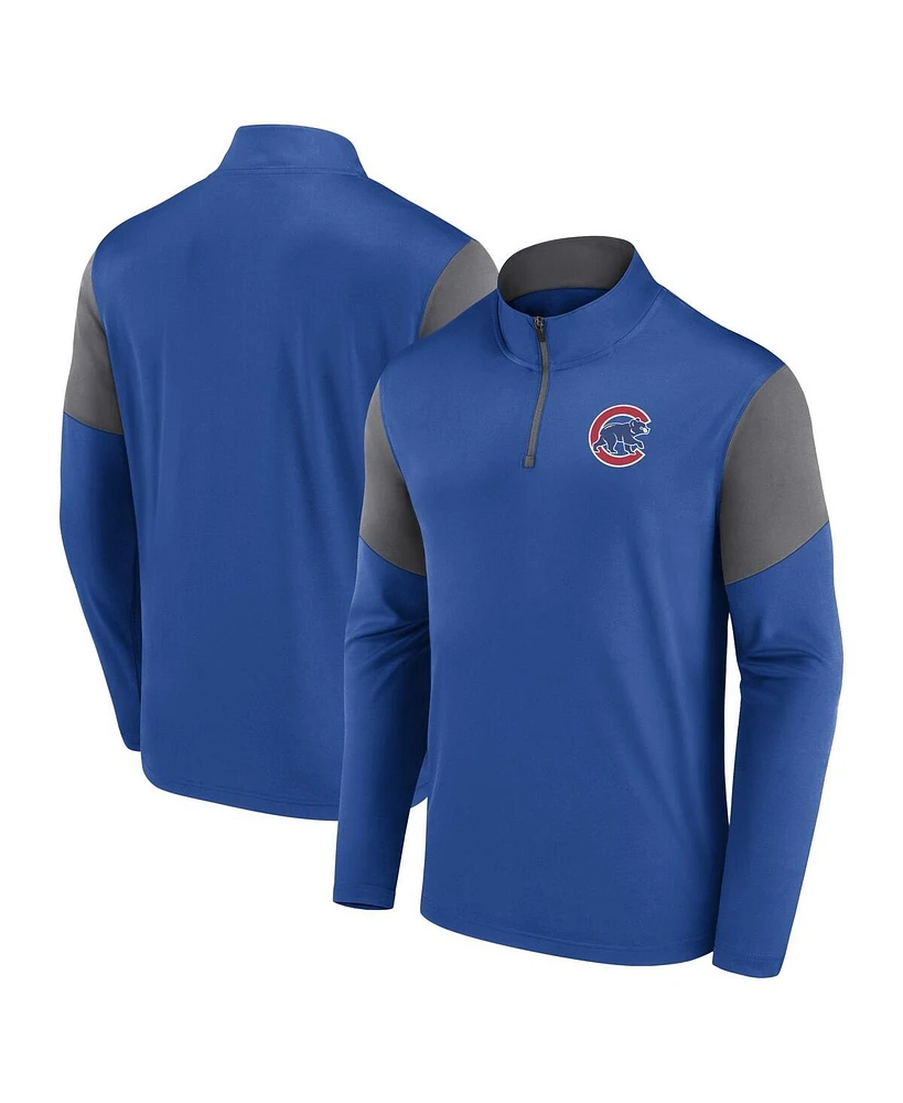 Fanatics Men's Royal Chicago Cubs Logo Quarter-Zip Top