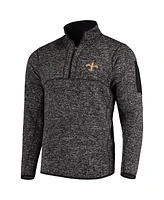 Antigua Men's Heather Black New Orleans Saints Fortune Quarter-Zip Pullover Jacket