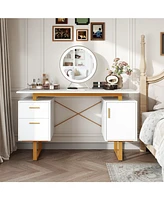 Computer Desk with Floating Desktop and Dual Drawers for Sleek Design and Efficient Storage