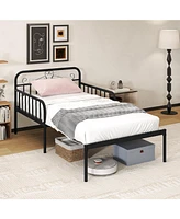 Extendable Metal Daybed to Bed with Guardrails and Armrests