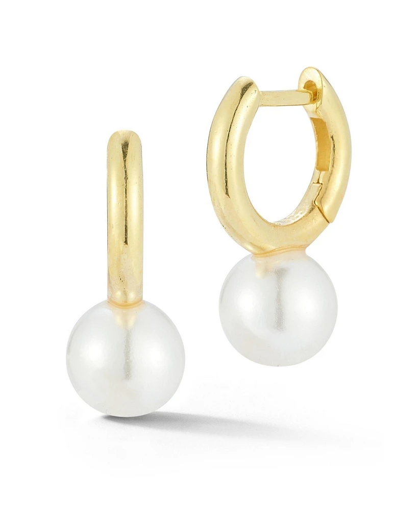 Rachel Zoe 14K Gold Plated Sterling Silver Pearl Hoop Earrings