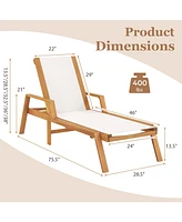 Patio Chaise Lounge Chair with Armrests and Fabric Seat for Backyard