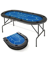 Foldable Poker Table with 8 Cup Holders Convenient and Compact for Game Night Fun