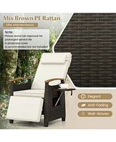 Patio Wicker Recliner Chair with Adjustable Backrest and Footrest