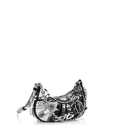 Pre-Owned Balenciaga Mini Le Cagole Graffiti Giant Studs Shoulder Bag Leather