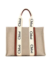 Pre-Owned Chloe Large Woody Tote Canvas with Leather