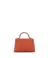 Pre-Owned Hermes 20 Kelly Mini Ii Amazone Handbag Brown Chevre Mysore with Palladium Hardware
