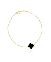The Lovery Small Onyx Single Clover Bracelet 14K Gold