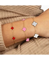 The Lovery Small Bubblegum Pink Clover Bracelet 14K Gold