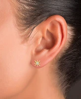 Cubic Zirconia Starburst Stud Earrings in 14k Gold-Plated Sterling Silver