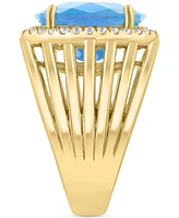 Effy Blue Topaz (7 ct. t.w.) & Zircon (1/2 ct. t.w.) Statement Ring in 14k Gold over Silver