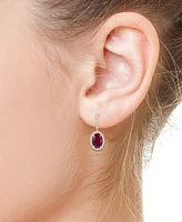 Effy Lab Grown Ruby (8-3/8 ct. t.w.) & Lab Grown Diamond (1-1/5 ct. t.w.) Halo Drop Earrings in 14k Gold