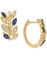 Effy Sapphire (7/8 ct. t.w.) & Diamond (1/3 ct. t.w.) Small Hoop Earrings in 14k Gold, 0.75"
