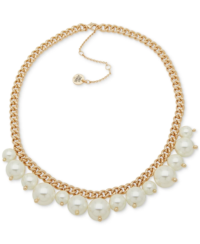 Emily in Paris Gold-Tone Imitation Pearl Shaky Collar Necklace, 16" + 3" extender