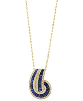 Effy Sapphire (2-1/3 ct. t.w.) & Diamond (3/8 ct. t.w.) Baguette Knot 18" Pendant Necklace in 14k Gold