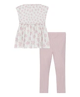 Calvin Klein Toddler and Little Girls 2-Piece Mixed Print Floral Tunic Ribbed Stretch Leggings Sets