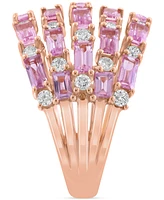 Effy Collection Diamond (5/8 ct. t.w.) & Pink Sapphire (3-1/2 ct. t.w.) Ring in 14k Rose Gold