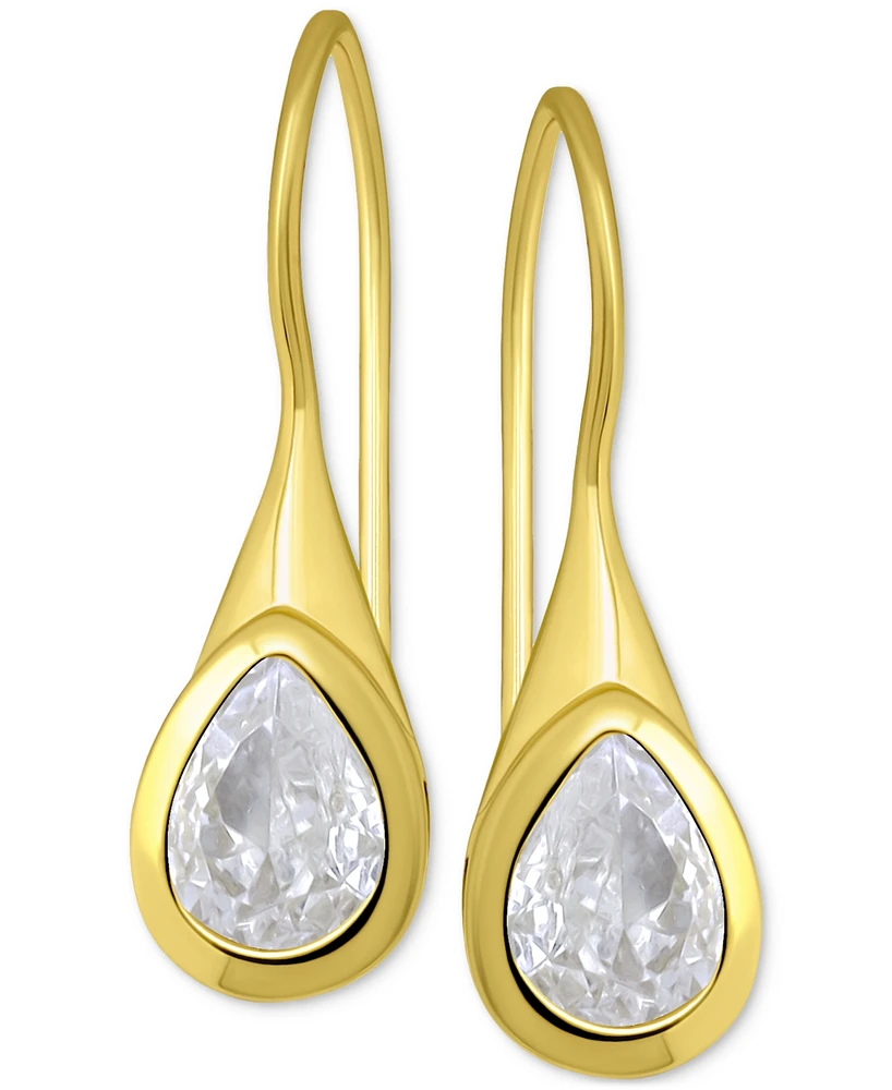 Giani Bernini Cubic Zirconia Pear Bezel Fish Hook Drop Earrings, Exclusively at Macy's