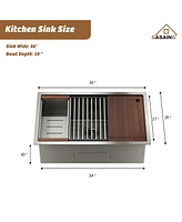 Casainc 36" L x 19" W Drop-in Stainless Steel Kitchen Sink with Faucet Included