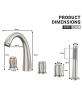 Casainc 3 Handles Deck Mounted Bathroom Tub Faucet Trim with Handshower