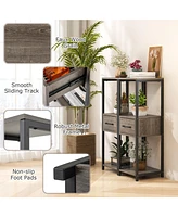 3-Tier Tall Plant Stand with Drawer Stylish Storage and Display for Balcony or Office