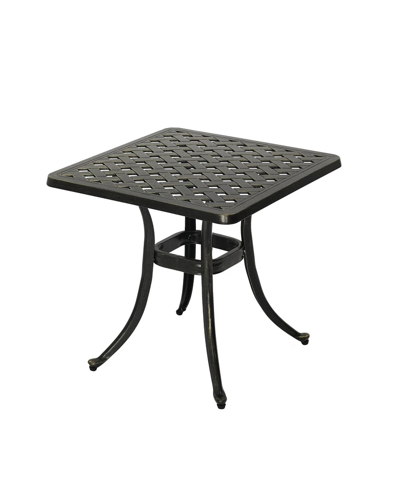 21 Inches Cast Aluminium Patio Bistro Table Outdoor Square Bar Table Antique Bronze Outdoor Small Side Table End Table Outdoor Dining Table for Porch