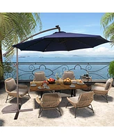 10 Ft Cantilever Patio Umbrella with Lights Offset Crank Large Outdoor Pool for Backyard Garden Deck Pool, Orange