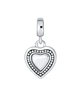 Bling Jewelry Plain Dangle Heart Bead Charm Sterling Silver for European Bracelet