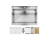 DeerValley 30" L x 22'' W Farmhouse Apron Single Bowl Stainless Steel Kitchen Sink with Accessories