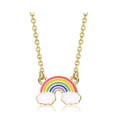 GiGiGirl Sterling Silver 14K Gold Plated with Rainbow Enamel Pendant Necklace