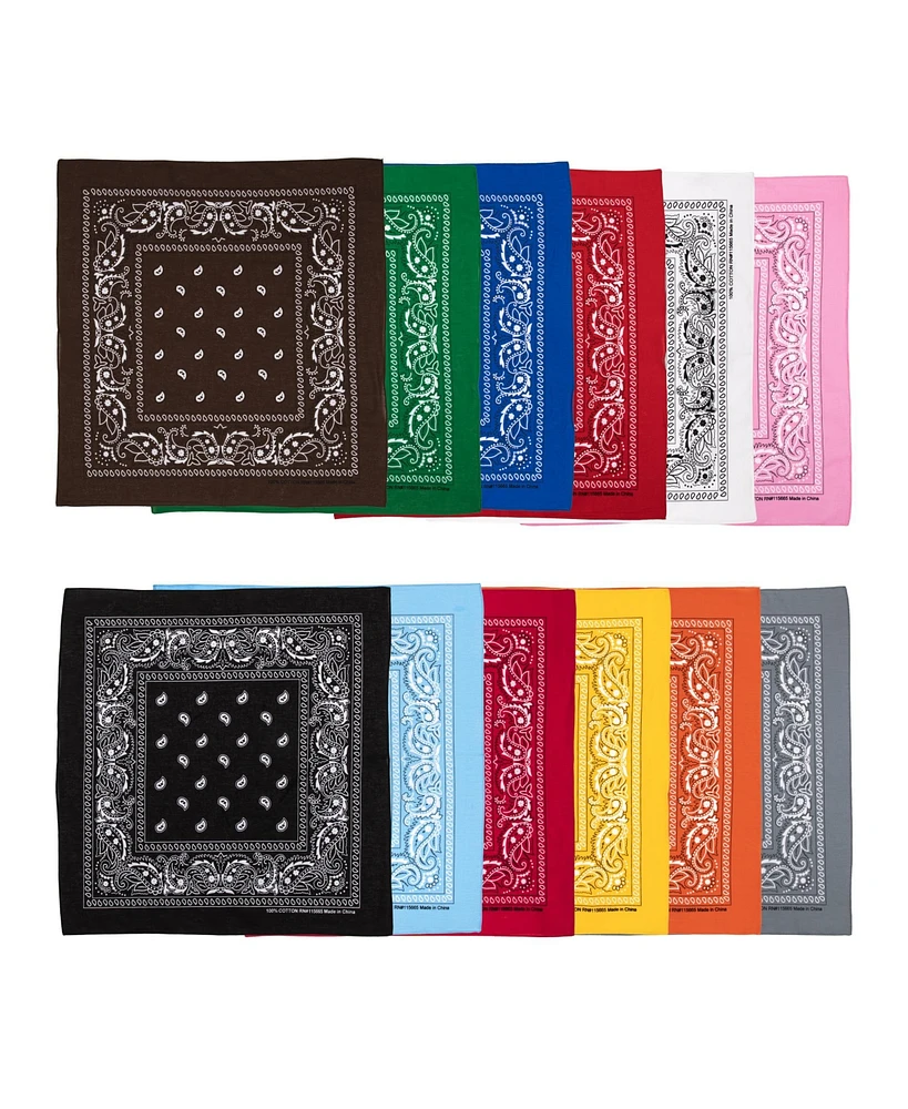 Bioworld Lightweight Multicolored 22"x22" 12-Pack Bandana Set