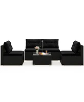 5-Piece Outdoor Patio Furniture Set with Cushions and Coffee Table Comfortable Seating for Garden or