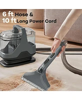 600W Upholstery Cleaner Machine with 15Kpa Powerful Suction and Versatile Attachments-Gray
