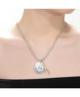 White Gold Plated & 18k Rose Gold Plated Grandma and Bar Pendant Necklace