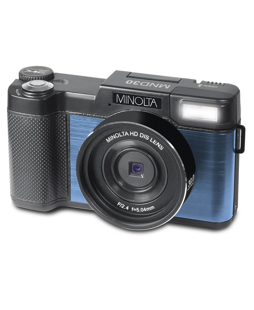 Minolta MND30 30MP 2.7K Qhd 3.0" Lcd Screen Digital Camera, Blue