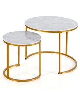 Modern Round Stacking Nesting Coffee Tables for Living Room (Set of 2)