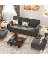 Upholstered Teddy 3-Seat Sofa with Comfy Back Pillows Cozy and Stylish for Living Room