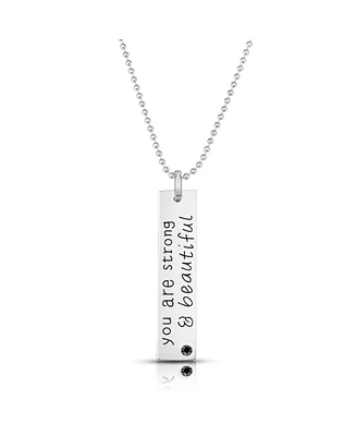 White Gold Plated "You are Strong & Beautiful" Pendant Necklace