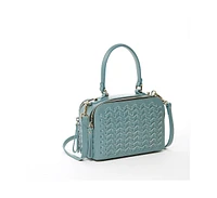 Susu Woven Leather Crossbody Bag Blue Purse Women's Handbag